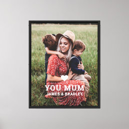 Cute HEART LOVE YOU MUM Mother&#39;s Day Photo Canvas Print