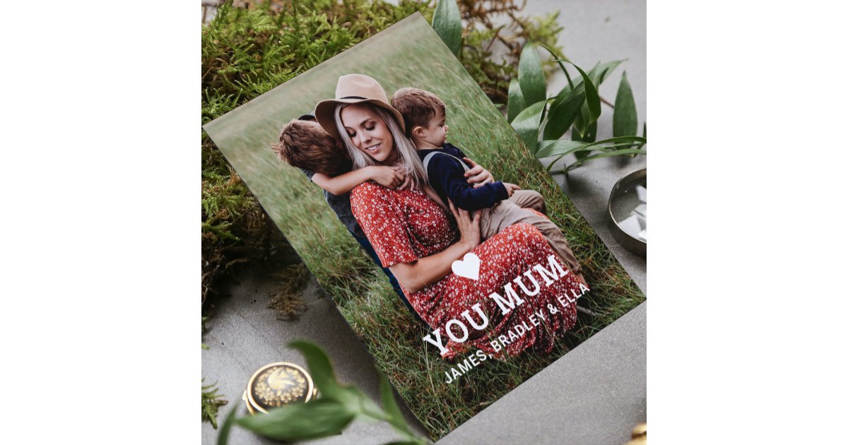 Cute HEART LOVE YOU MUM Mother's Day Photo Card | Zazzle