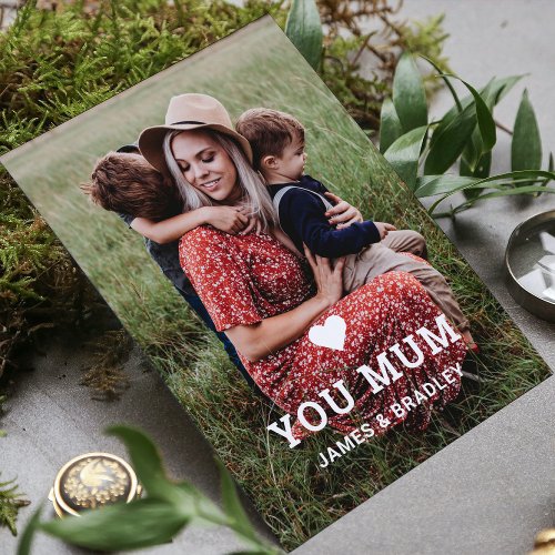 Cute HEART LOVE YOU MUM Mothers Day Photo Card