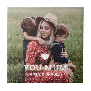 Cute HEART LOVE YOU MUM Mother's Day Photo Ceramic Tile