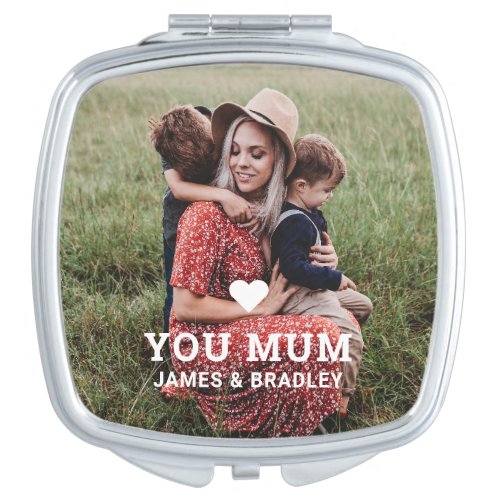 Cute Heart Love You Mum Mothers Day Photo Compact Mirror