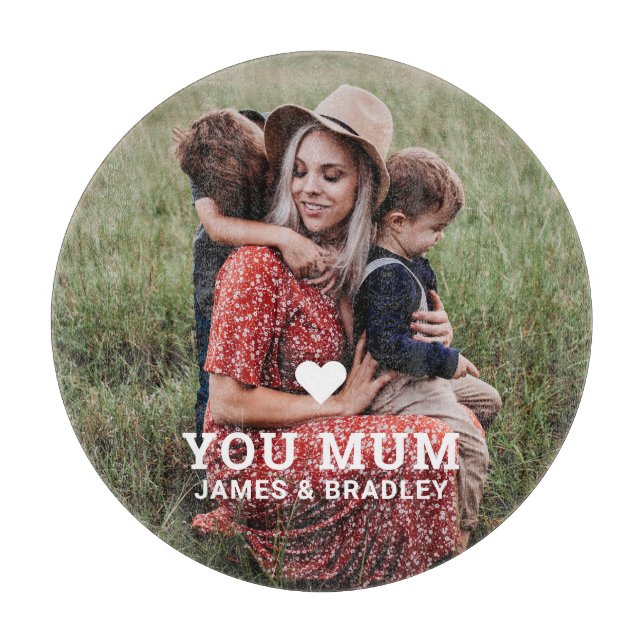 Cute Heart Love You Mum Mother's Day Photo Cutting Board (Front)
