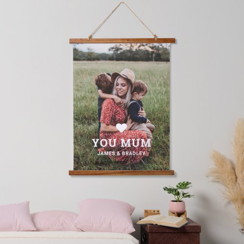 Cute HEART LOVE YOU MUM Mothers Day Photo Hanging Tapestry