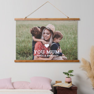 Cute HEART LOVE YOU MUM Mother's Day Photo Hanging Tapestry