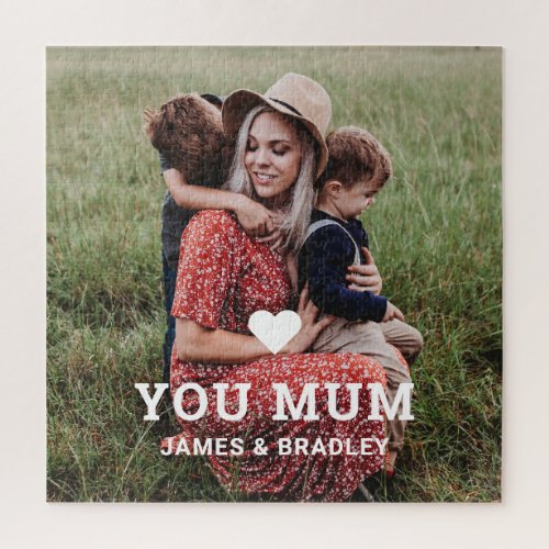 Cute Heart Love You Mum Mothers Day Photo Jigsaw Puzzle