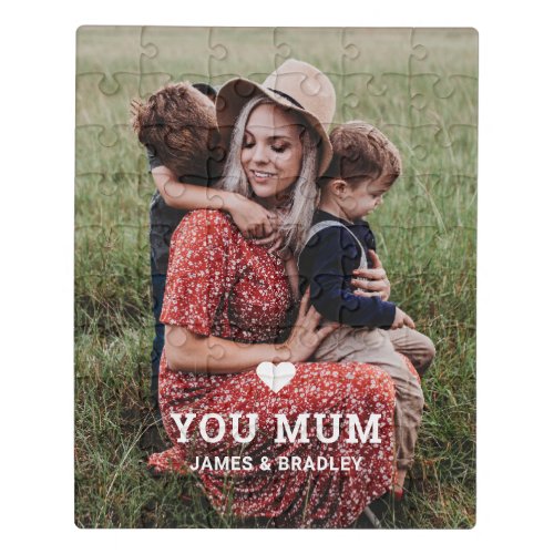 Cute Heart Love You Mum Mothers Day Photo Jigsaw Puzzle