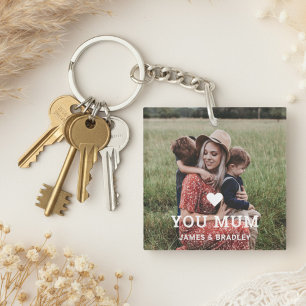 Cute HEART LOVE YOU MUM Mother's Day Photo Keychain