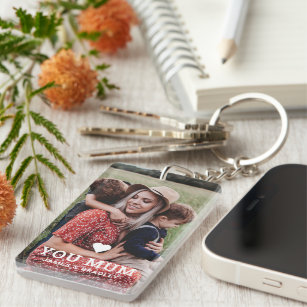 Cute HEART LOVE YOU MUM Mother's Day Photo Keychain