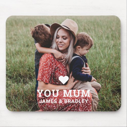 Cute Heart Love You Mum Mothers Day Photo Mouse Pad