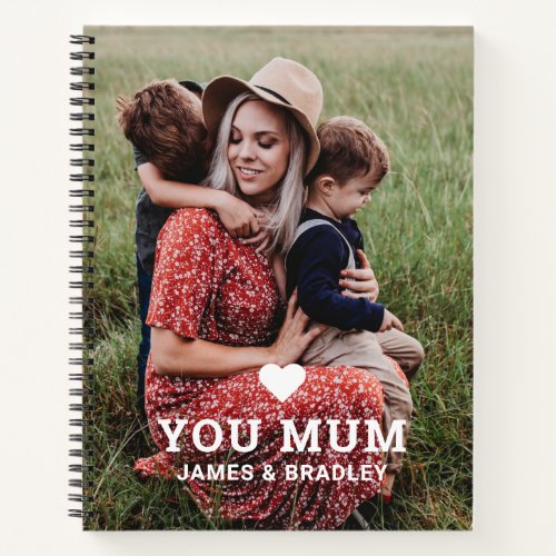 Cute Heart Love You Mum Mothers Day Photo Notebook