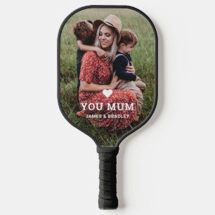 Cute HEART LOVE YOU MUM Mother's Day Photo Pickleball Paddle