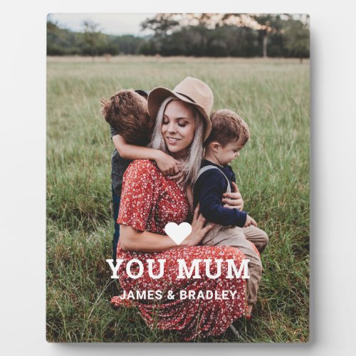 Cute HEART LOVE YOU MUM Mothers Day Photo Plaque