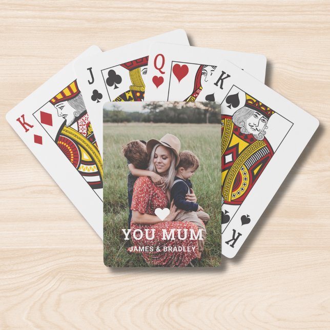 Cute HEART LOVE YOU MUM Mother's Day Photo Poker Cards (Creator Uploaded)