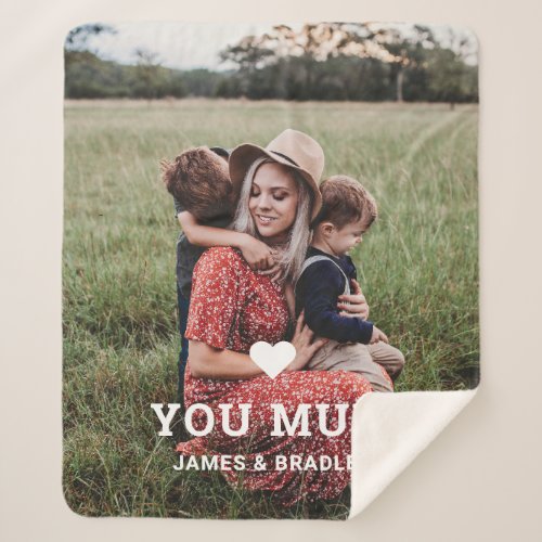 Cute HEART LOVE YOU MUM Mothers Day Photo Sherpa Blanket