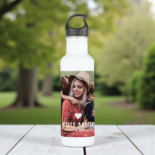 Cute HEART LOVE YOU MUM Mother's Day Photo Stainless Steel Water Bottle