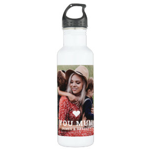 Cute HEART LOVE YOU MUM Mother's Day Photo Stainless Steel Water Bottle