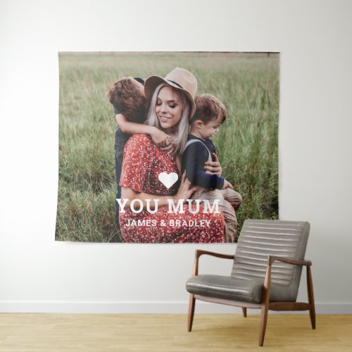 Cute Heart Love You Mum Mothers Day Photo Tapestry