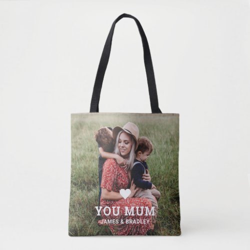 Cute HEART LOVE YOU MUM Mothers Day Photo Tote Bag