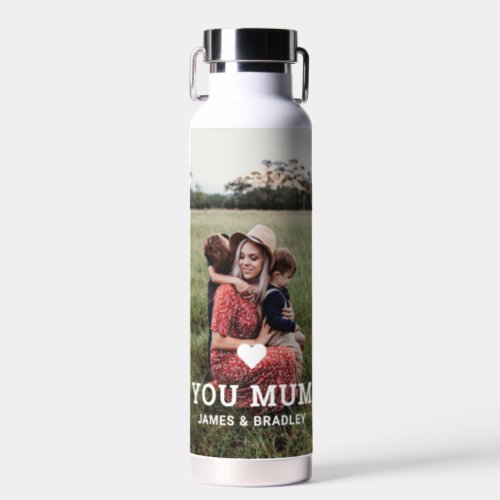 Cute Heart Love You Mum Mothers Day Photo Water Bottle