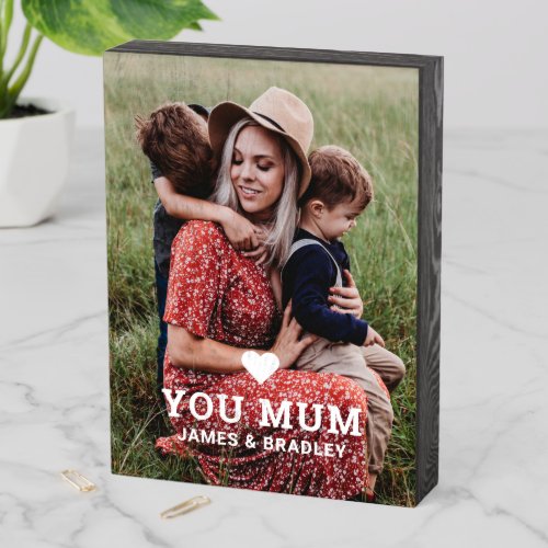 Cute Heart Love You Mum Mothers Day Photo Wooden Box Sign