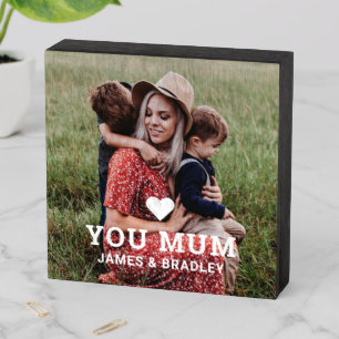Cute Heart Love You Mum Mother's Day Photo Wooden Box Sign