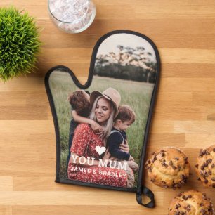 Cute HEART LOVE YOU Mum Photo Mother's Day Oven Mitt