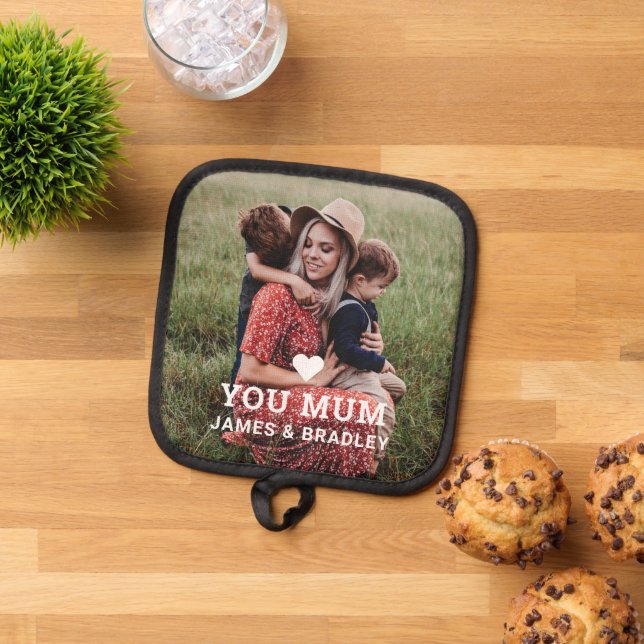 Cute HEART LOVE YOU Mum Photo Mother's Day Pot Holder (Top Down)