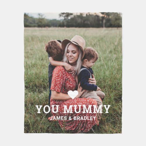 Cute HEART LOVE YOU MUMMY Mothers Day Photo Fleece Blanket