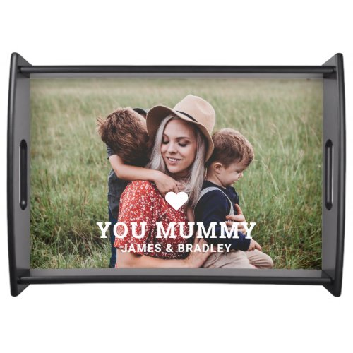 Cute HEART LOVE YOU MUMMY Mothers Day Photo Serving Tray