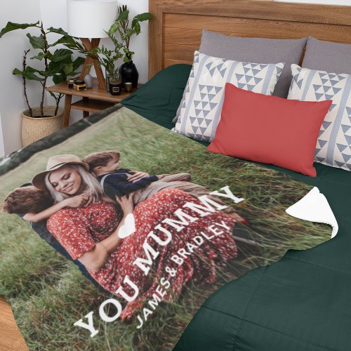Cute HEART LOVE YOU MUMMY Mothers Day Photo Sherpa Blanket