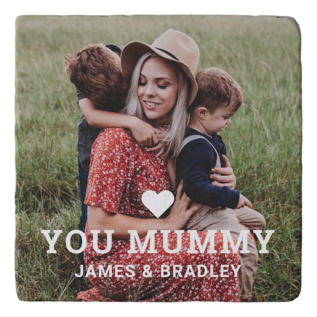 Cute Heart Love You Mummy Mother's Day Photo Trivet (Front)