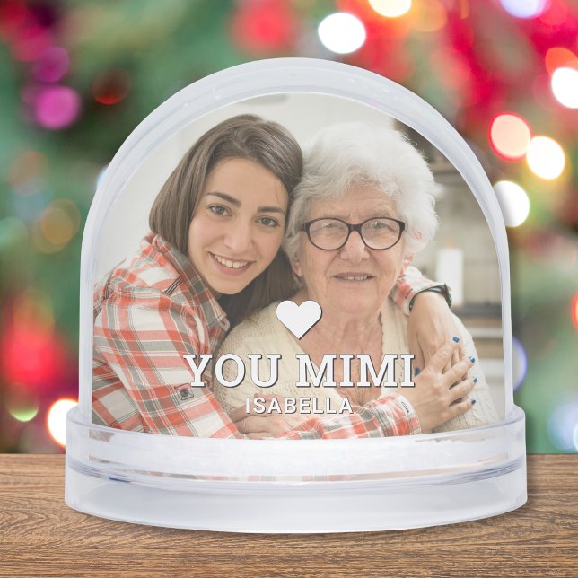 Cute HEART LOVE YOU NANA Mother's Day Photo Snow Globe (Creator Uploaded)