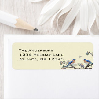 Cute Heart Lucky Bluebird Return Address Label