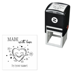 Cute heart Made with Love Self-inking Stamp