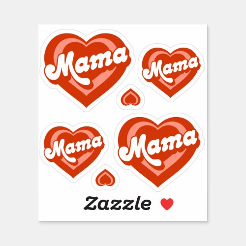 Cute Heart Mama Mini Mother Daughter Sticker