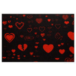 Cute Heart Modern Black Red Fabric