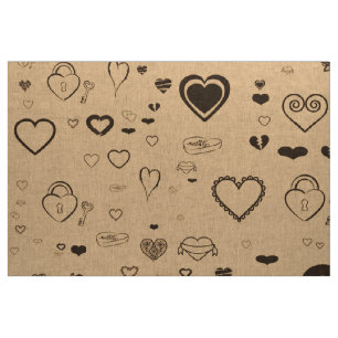 Cute Heart Modern Dark Gray Fabric