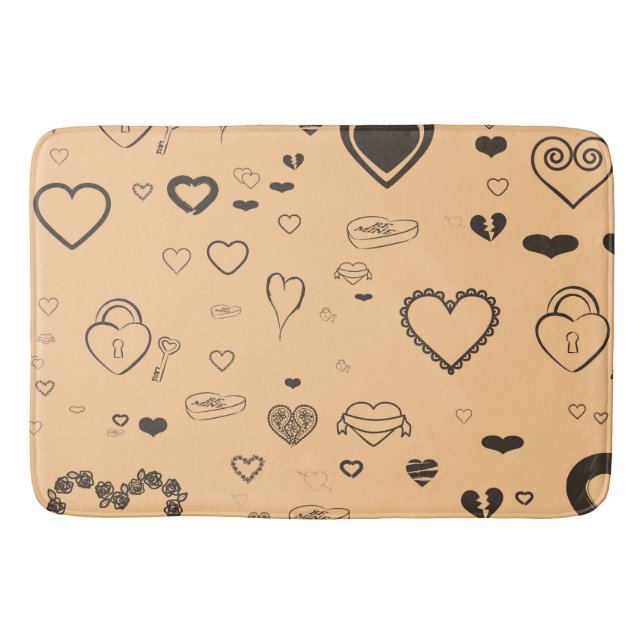 Cute Heart Modern Dark Gray Pattern Bathroom Mat (Front)