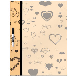 Cute Heart Modern Dark Gray Pattern Dry-Erase Board