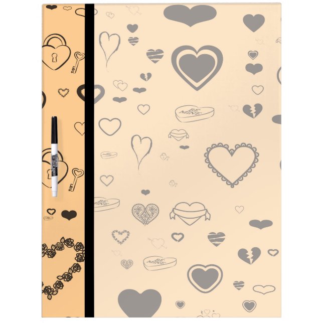 Cute Heart Modern Dark Gray Pattern Dry-Erase Board (Front)