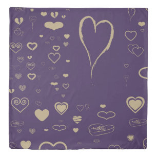 Cute Heart Modern Dark Purple Duvet Cover