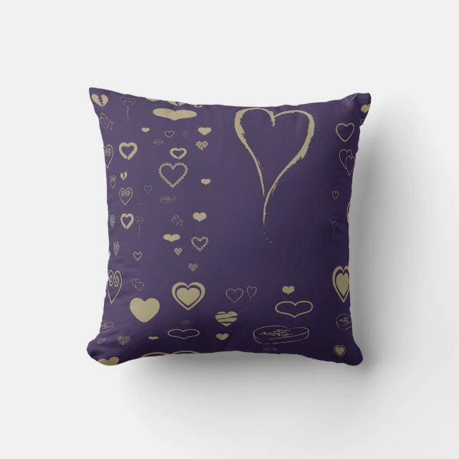 Cute Heart Modern Dark Purple Throw Pillow (Front)