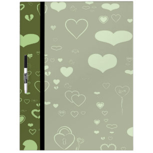 Cute Heart Modern Moss Green Pattern Dry-Erase Board