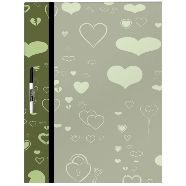 Cute Heart Modern Moss Green Pattern Dry-Erase Board (Front)
