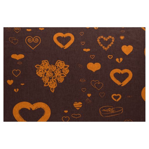 Cute Heart Modern Orange Fabric