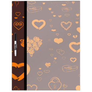 Cute Heart Modern Orange Pattern Dry Erase Board