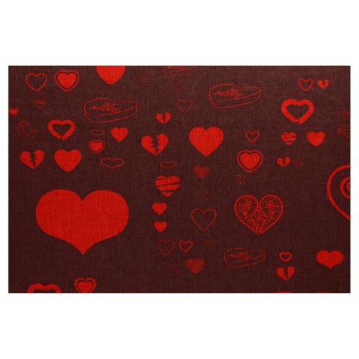 Cute Heart Modern Orange Red Fabric