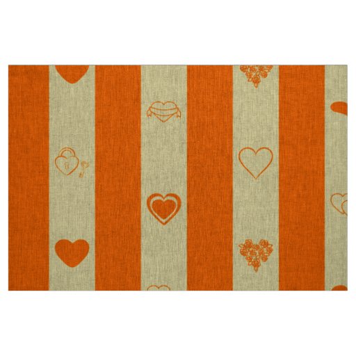 Cute Heart Modern Orange Stripe Fabric