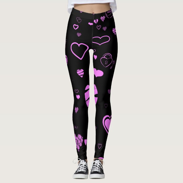Cute Heart Modern Orchid Leggings (Front)