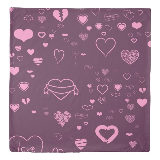 Cute Heart Modern Pink Purple Duvet Cover (Front)